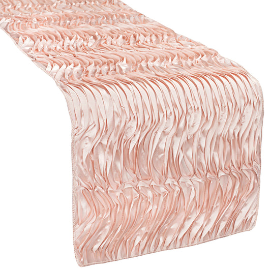 Wave Satin Table Runner - Blush/Rose Gold