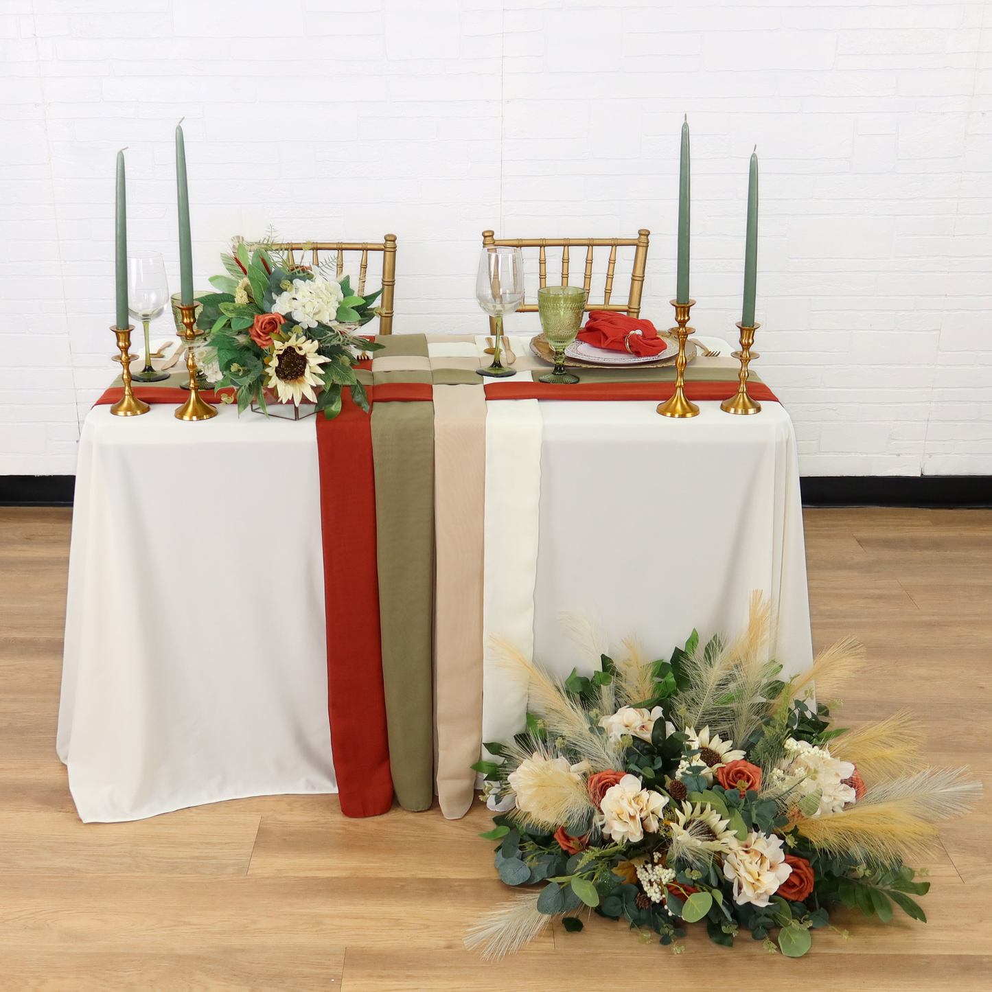 Chiffon Wedding Table Runner 27"x120" - Rust