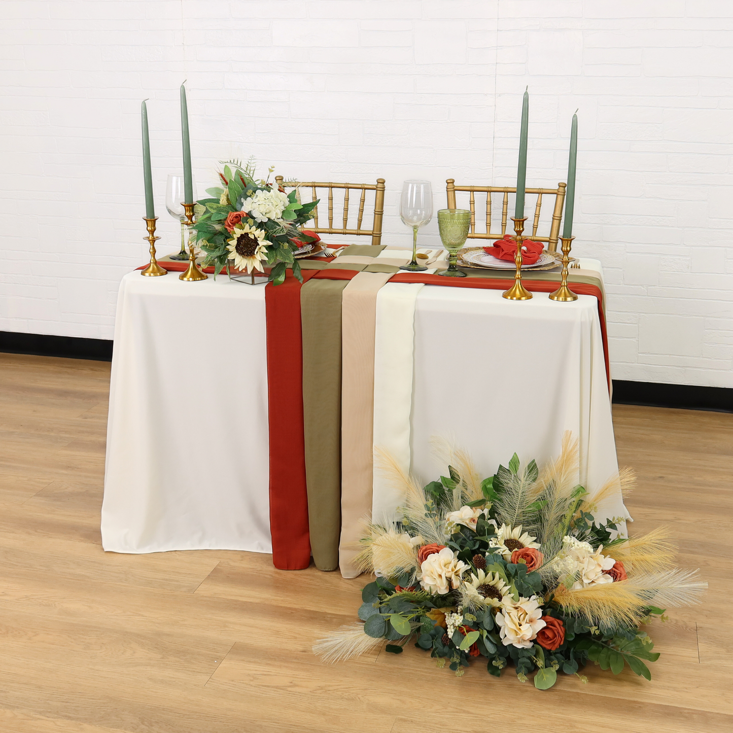Chiffon Wedding Table Runner 27"x120" - Rust
