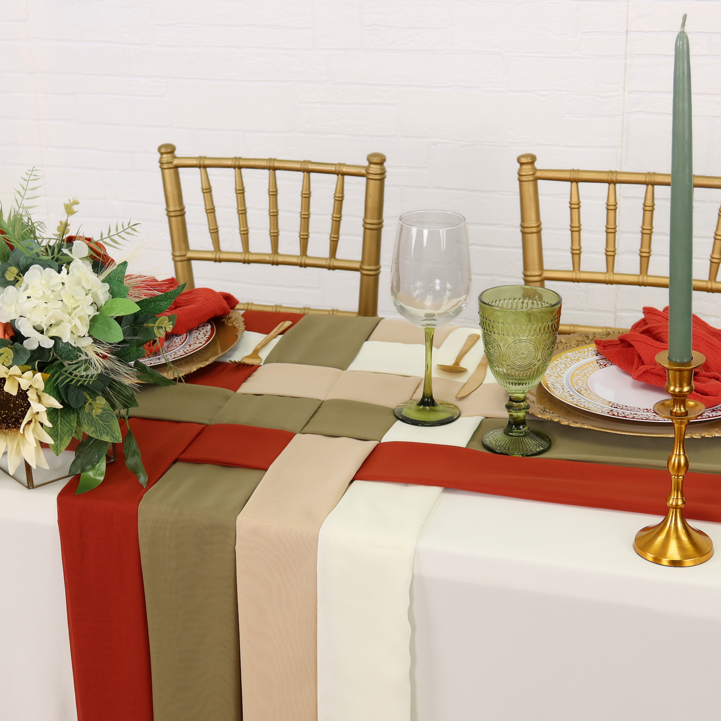 Chiffon Wedding Table Runner 27"x120" - Rust
