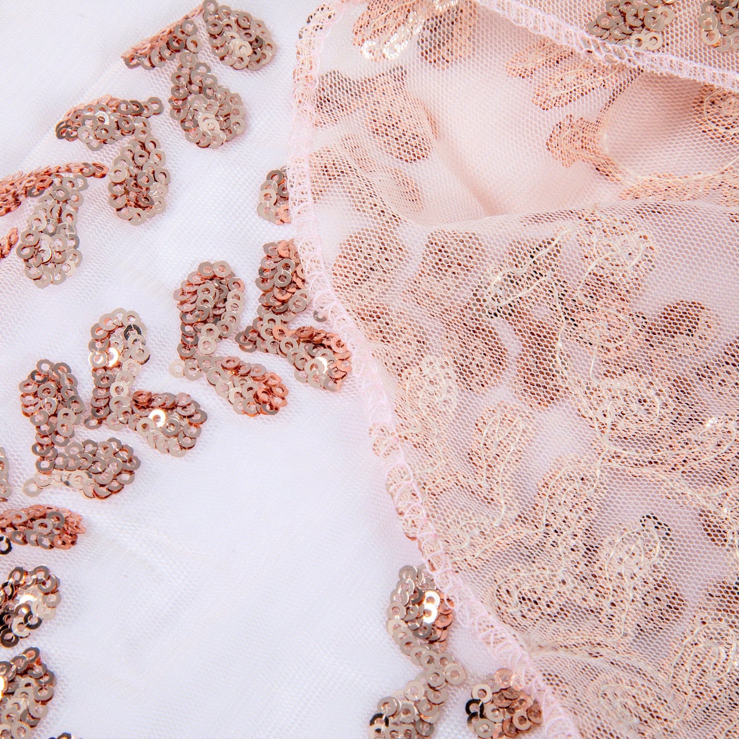 Sequin Vine Tablecloth Overlay 90"x156" Rectangle - Blush/Rose Gold