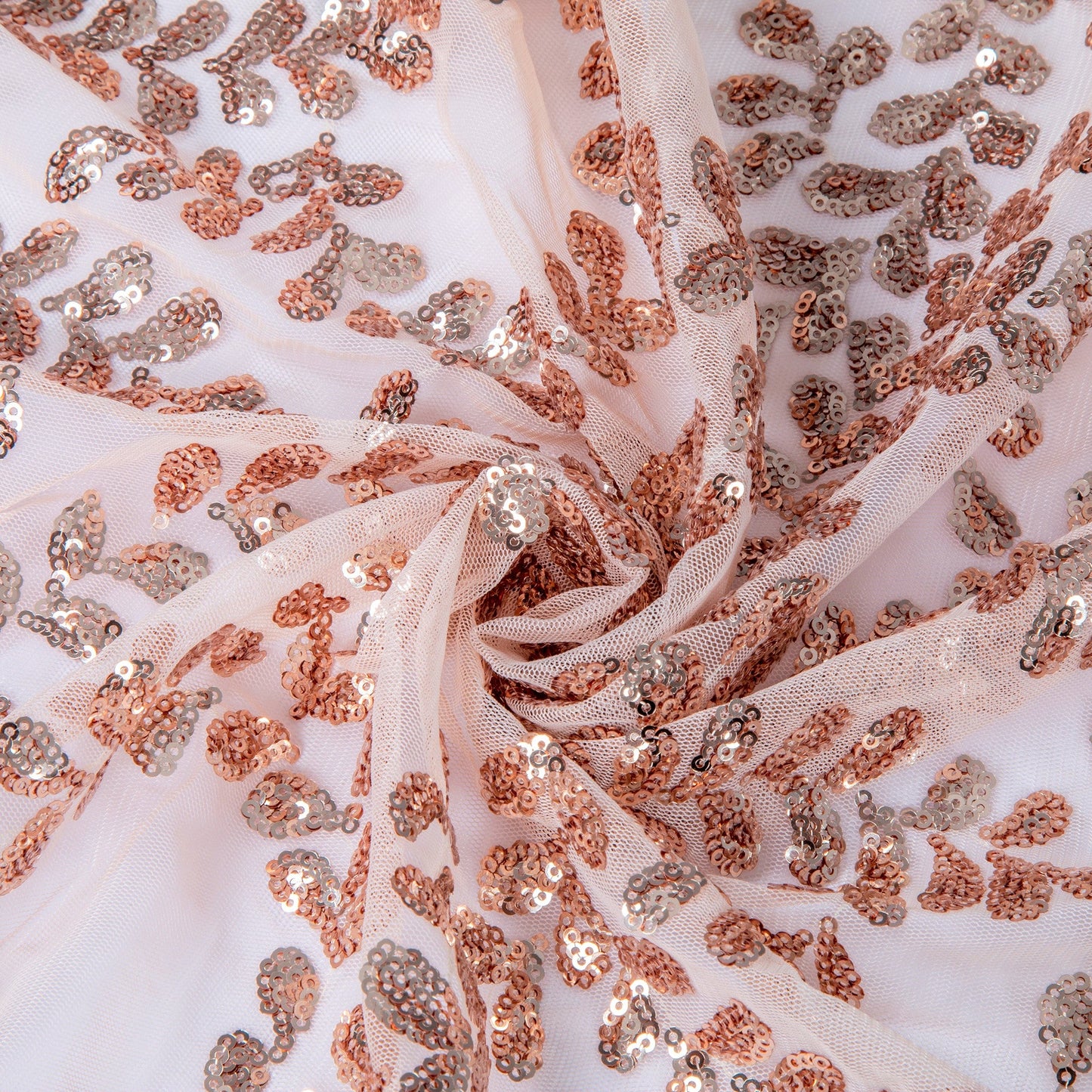 Sequin Vine Tablecloth Overlay 90"x156" Rectangle - Blush/Rose Gold