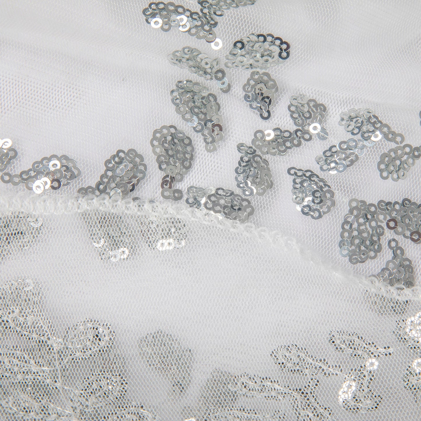 Sequin Vine Tablecloth Overlay 90"x156" Rectangle - Silver