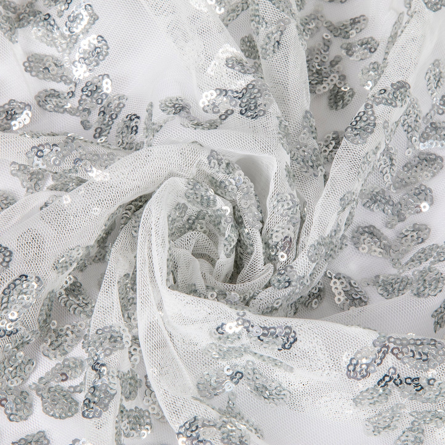 Sequin Vine Tablecloth Overlay 90"x156" Rectangle - Silver