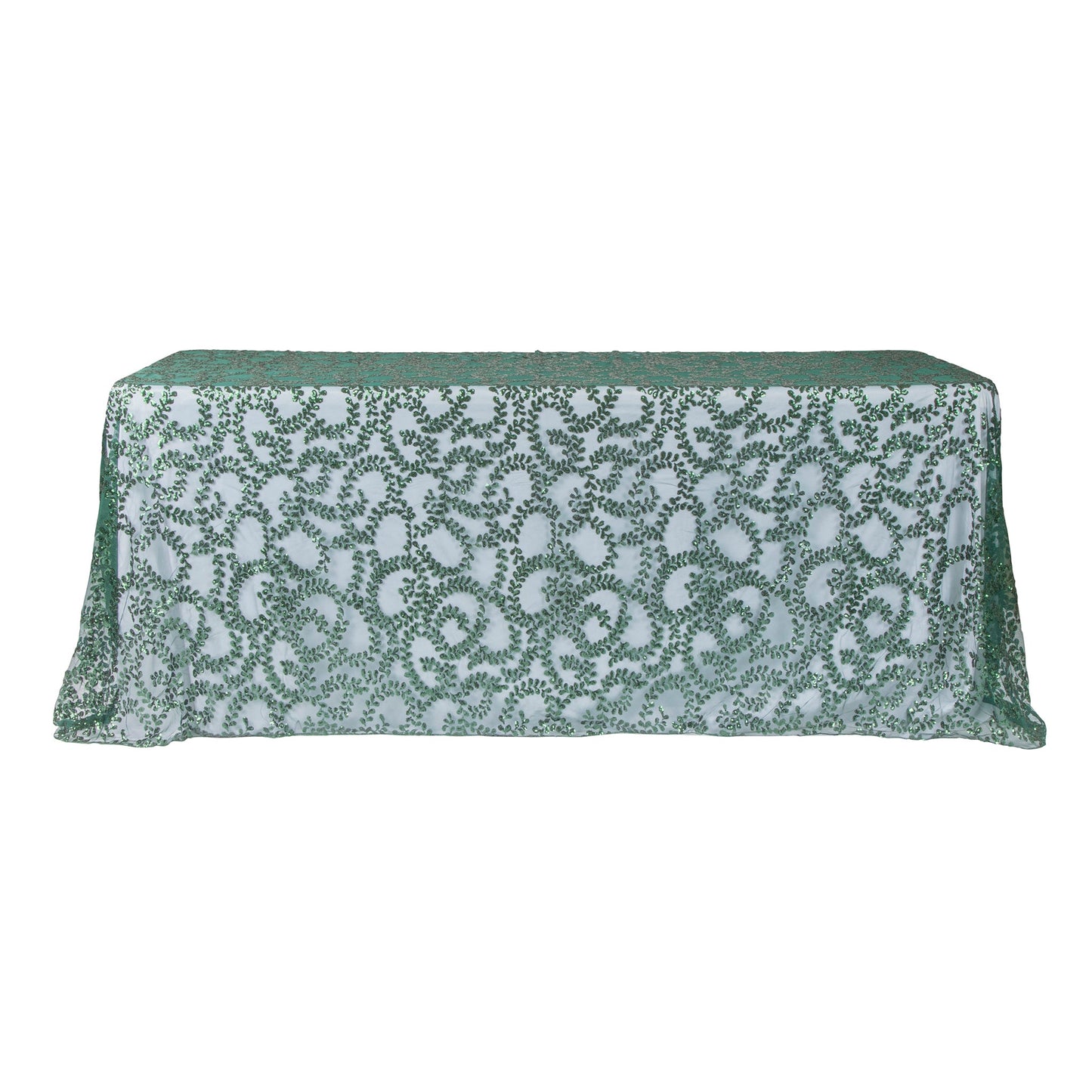 Sequin Vine Tablecloth Overlay 90"x132" Rectangle - Emerald Green