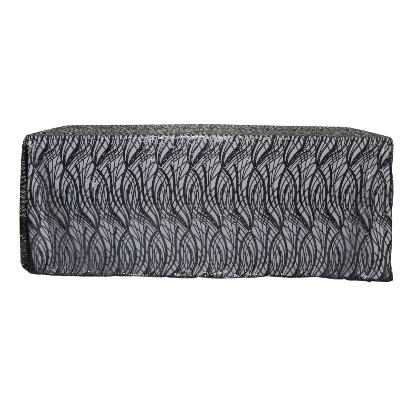Wave Sequin Mesh Tablecloth 90"x132" Rectangular - Black