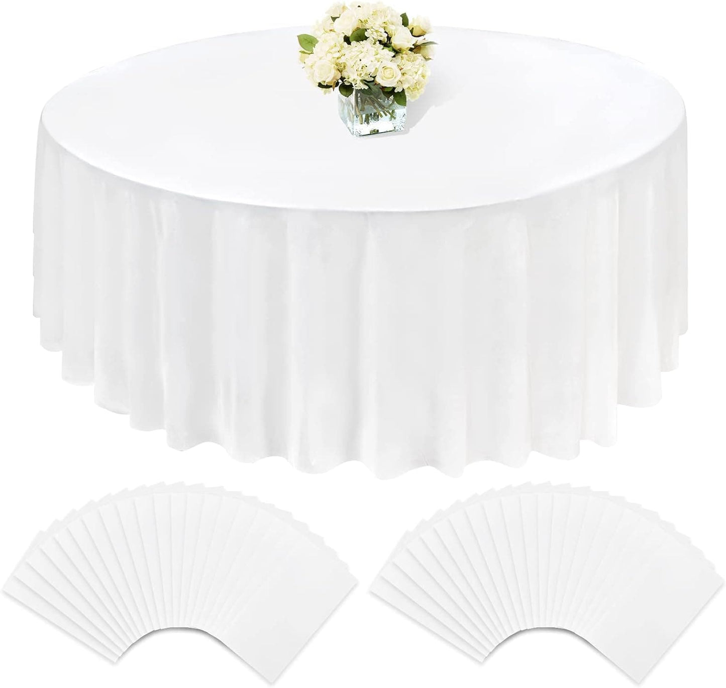 48 Pack Round Plastic Tablecloth 96 inch