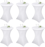6 Pack Cocktail Spandex Stretch Square Corners Tablecloth 32"x43" Black Fitted High Top Table, Cocktail Round Tablecloth Table Cover for Bar Wedding Cocktail Party Banquet Table