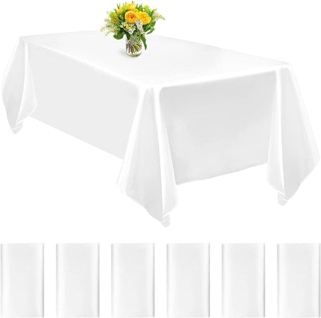 6/12 Pack  CKDLINS Satin Tablecloth 57 x 108 Inch Overlay Satin Table Cover Premium Rectangle Bright Silk Tablecloth Smooth Fabric Table Decoration for Wedding Banquet Party Birthday Events Restaurant