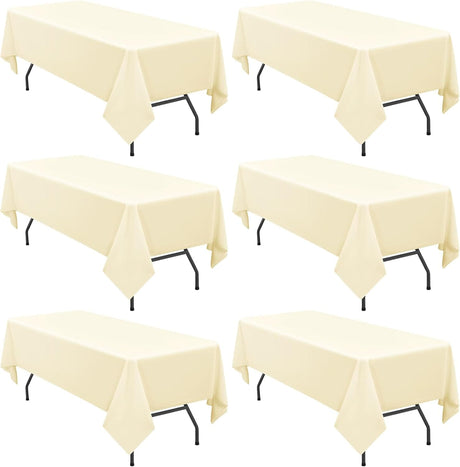 2/4/6 Pack Tablecloth Polyester Table Cloth for 6 Foot Rectangle Tables,Stain and Wrinkle Resistant Washable Fabric Table Covers Polyester White Table Clothes for Wedding,Party,Banquet