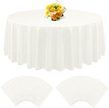 15/24/48 Pack Plastic Round Tablecloth60/ 84/96 inch Ivory Disposable Round Table Covers, Premium PEVA Water Resistant Circle Plastic Tablecloth for Wedding, Parties, Holiday Dinner, Baby Shower
