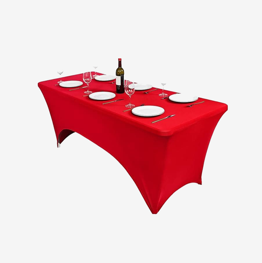 6Pack 6FT Spandex Table Covers,Red Spandex Table Cover,Spandex Elastic Tablecloth Fitted Rectangular Table Protector for Birthday Party/Wedding/Craft Exhibitions