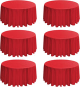 2/4/6 Pack Round Tablecloths - 60/90/108 Inch, Red Polyester Table Cover for Round Table, Stain and Wrinkle Resistant Washable Fabric Table Cloth, Polyester Tablecloth for Wedding Banquet Parties