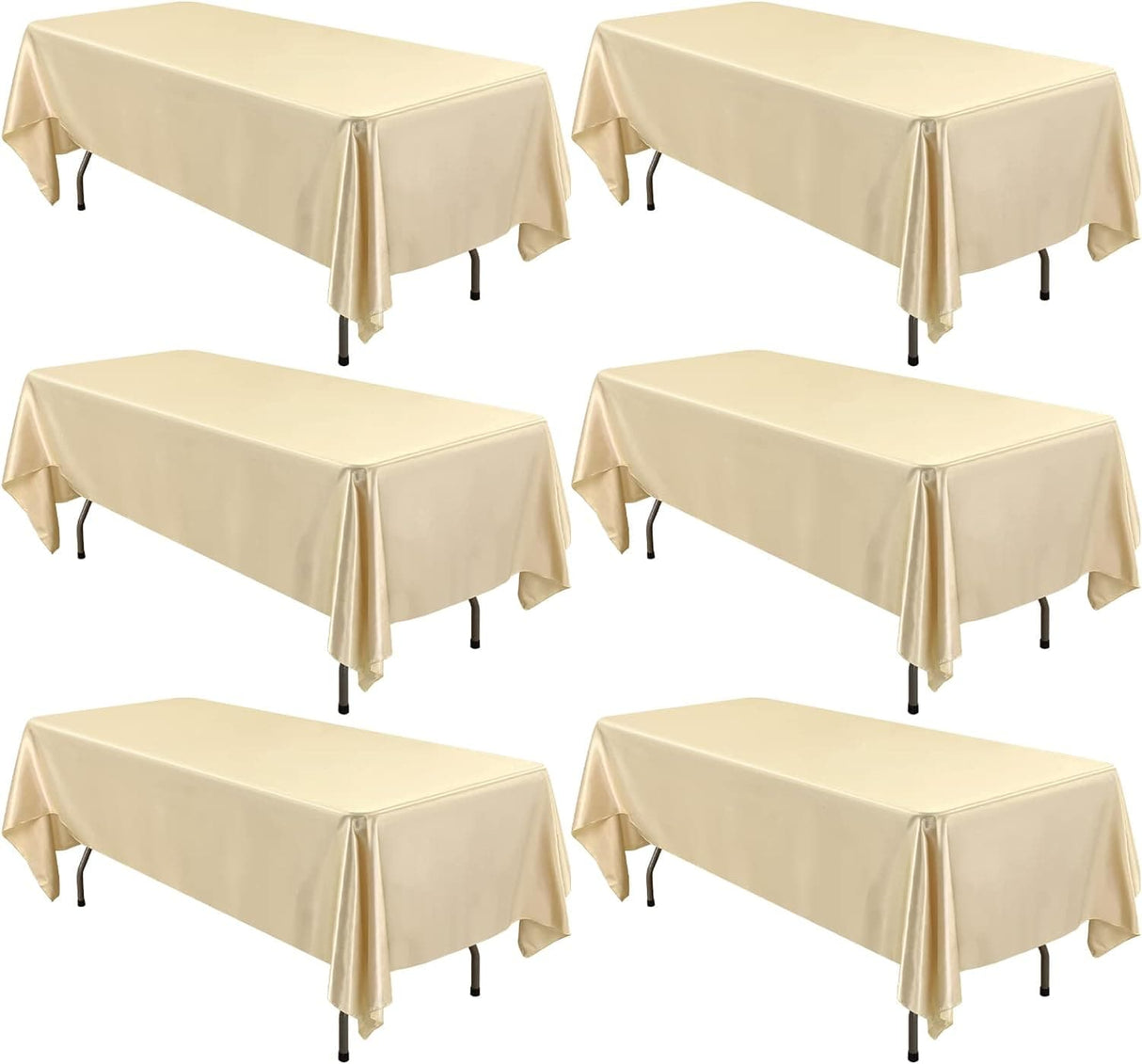 6/12 Pack Satin Tablecloth 57 x 108 Inch Overlay Satin Table Cover Premium Rectangle Bright Silk Tablecloth Smooth Fabric Table Decoration for Wedding Banquet Party Birthday Events Restaurant
