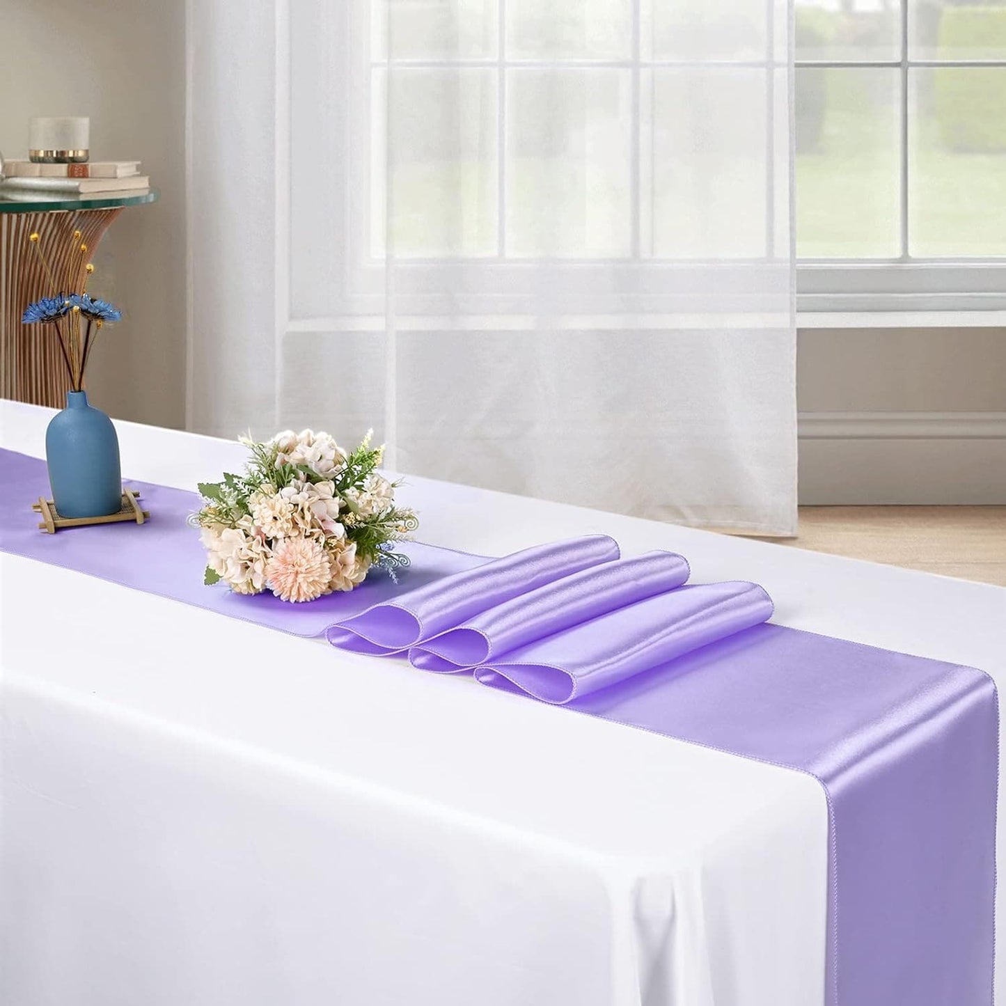 10Pack 12 x 108 inches Satin Table Runner Lavender