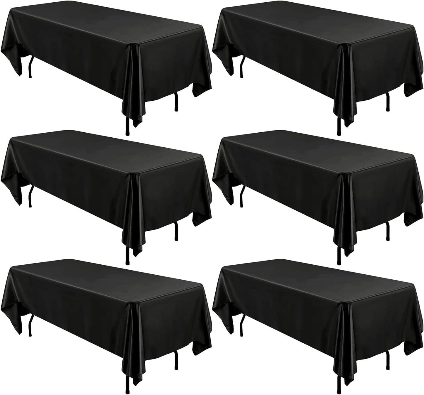 6 Packs Satin Tablecloth 57 x 108 Inch