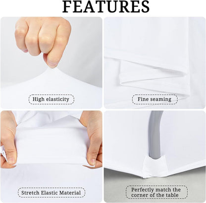 6/10 PCS 6-FT / 8-FT Spandex Table Cover,Spandex Elastic Tablecloth,Rectangular Cocktail Tablecloth, Tight Anti-Wrinkle Table Clothes Washable for Craft Exhibitions/Wedding/Birthday Party