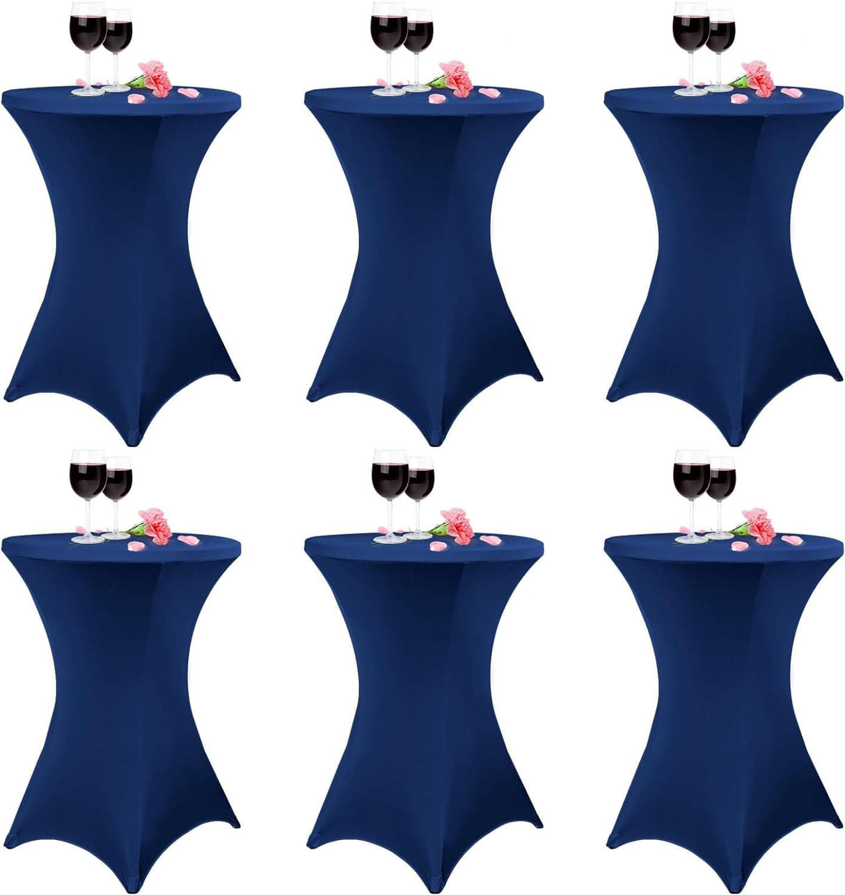 2/6/10 Pack Cocktail Spandex Stretch Square Corners Tablecloth 32"x43" White Cocktail Round Tablecloth Table Cover for Fitted Bar Wedding Cocktail Party Banquet Table