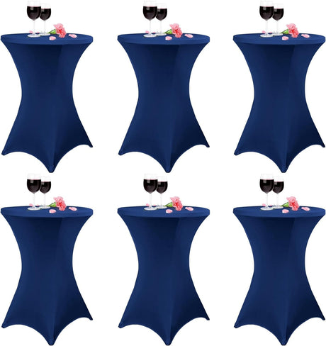 6 Pack Cocktail Spandex Stretch Square Corners Tablecloth 32"x43" Black Fitted High Top Table, Cocktail Round Tablecloth Table Cover for Bar Wedding Cocktail Party Banquet Table