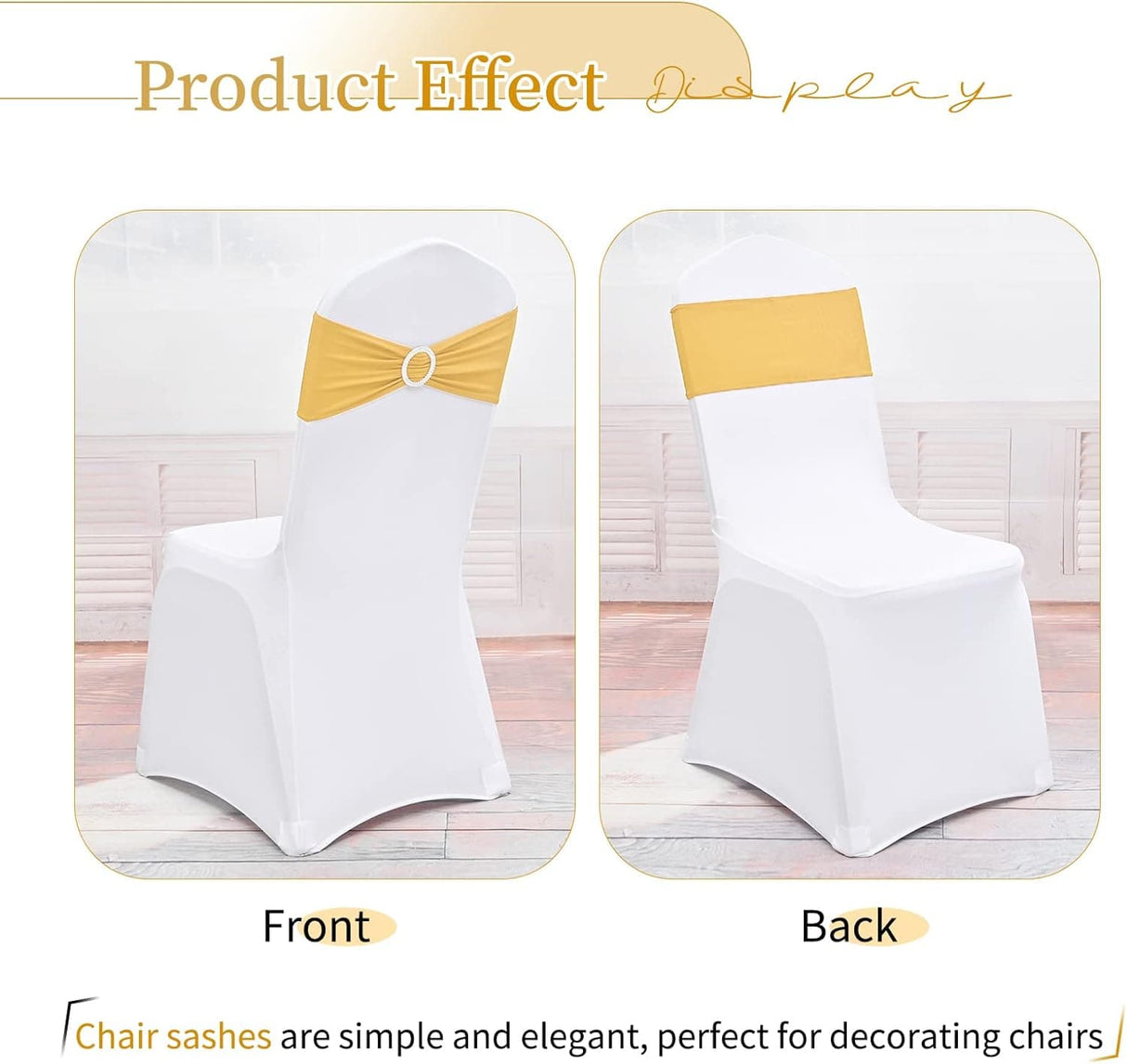 Pack of 60 Spandex Chair Sashes Stretch Chair Band Sashes with Buckle,Elastic Chair Cover Bows for Wedding Reception,Chair Bows Ties for Wedding Banquet Events Party Chair Decoration