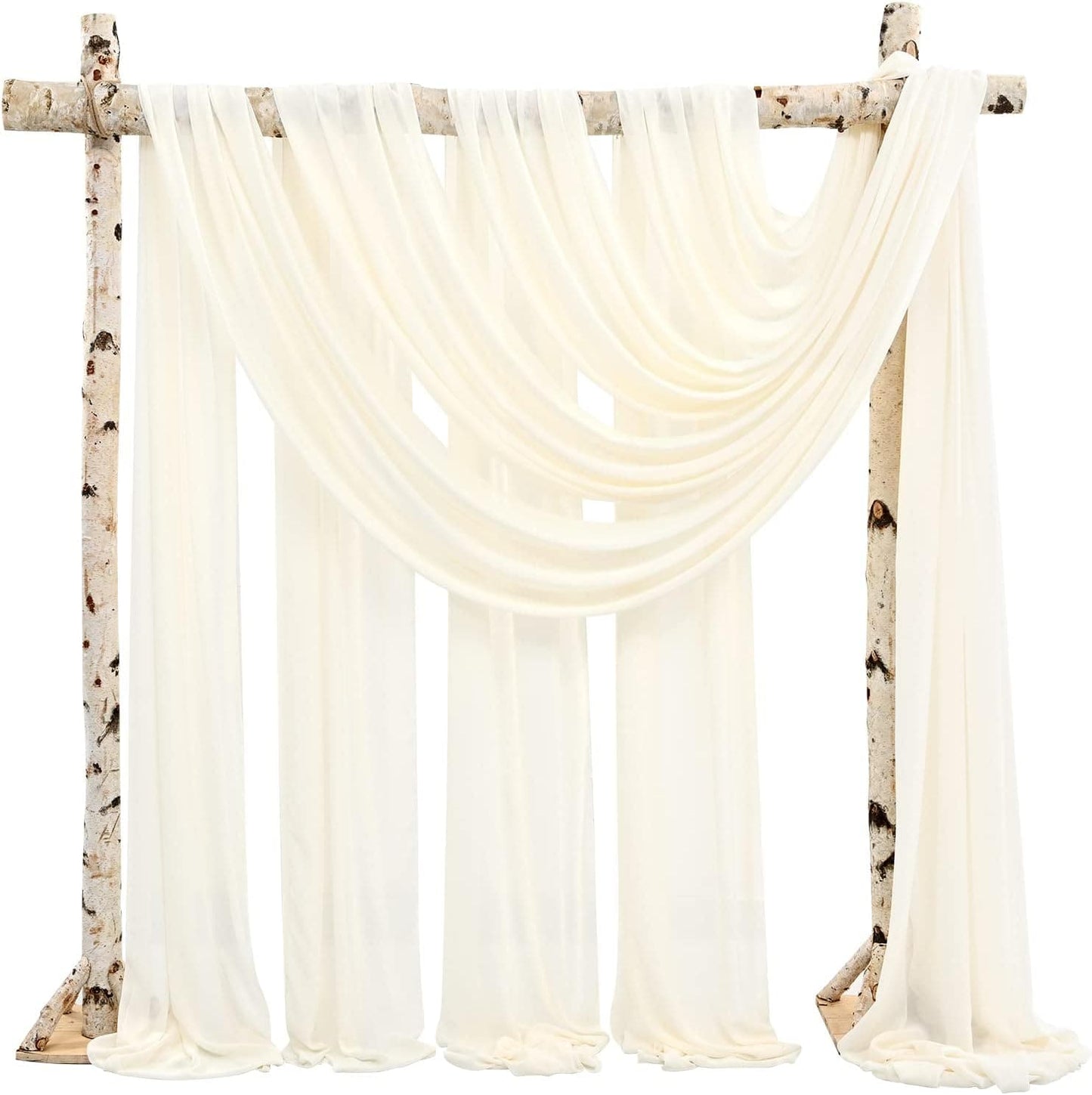 MORLIN Wedding Arch Draping Fabric,4 Panels 28"x20ft Ivory Wedding Arch