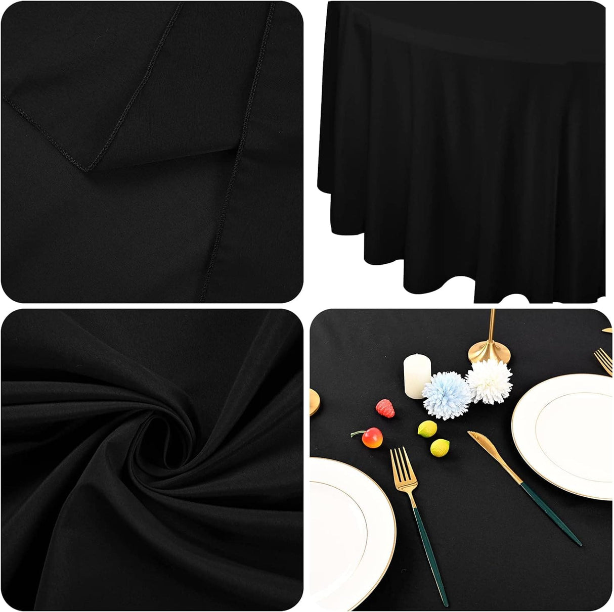 2/4/6 Pack Round Tablecloths - 60/90/108 Inch, White Polyester Table Cover for Round Table, Stain and Wrinkle Resistant Washable Fabric Table Cloth, Polyester Tablecloth for Wedding Banquet Parties