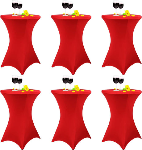 6 Pack Cocktail Spandex Stretch Square Corners Tablecloth 32"x43" Navy Fitted High Top Table, Cocktail Round Tablecloth Table Cover for Bar Wedding Cocktail Party Banquet Table