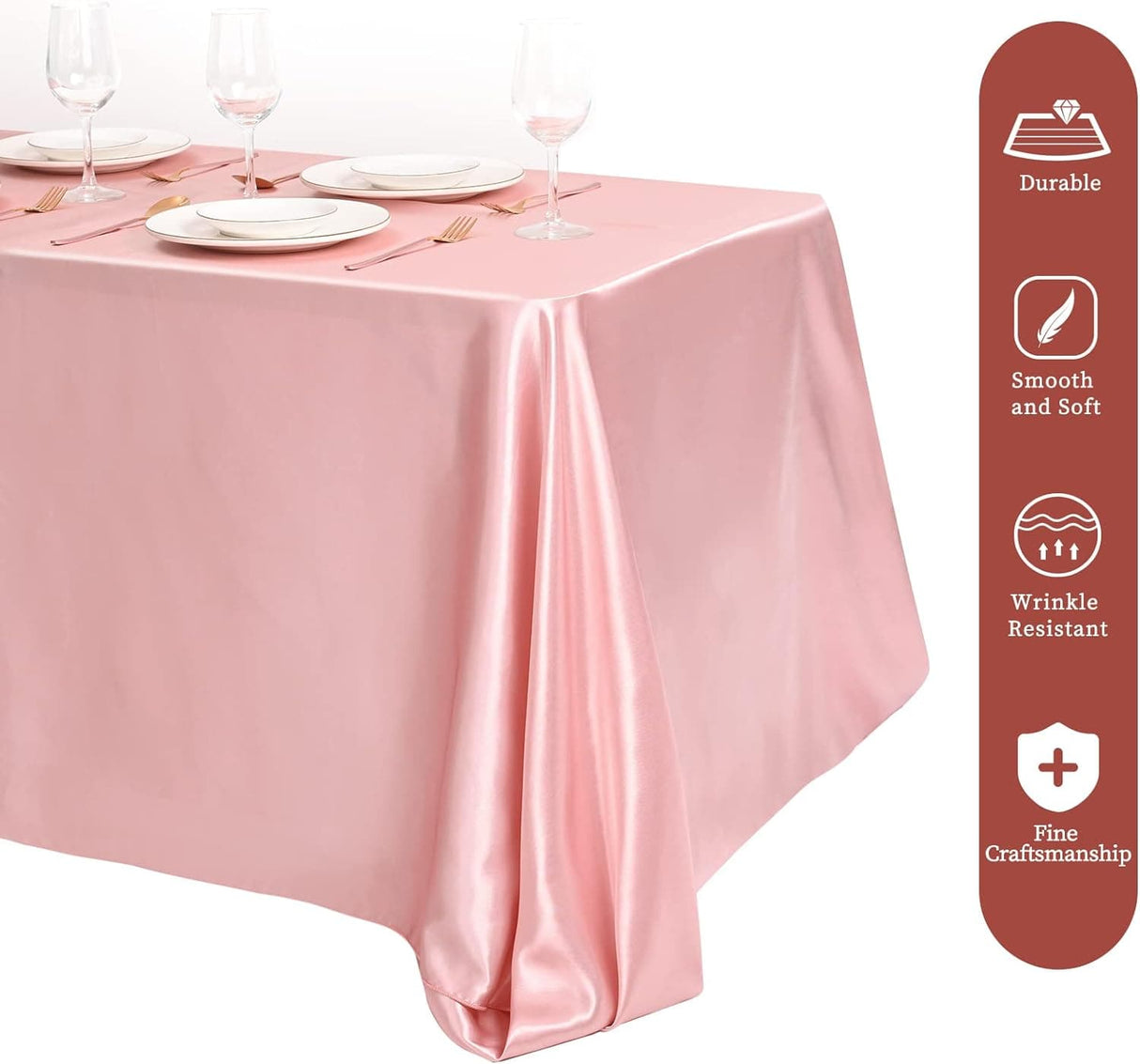 6/12 Pack Satin Tablecloth 57 x 108 Inch Overlay Satin Table Cover Premium Rectangle Bright Silk Tablecloth Smooth Fabric Table Decoration for Wedding Banquet Party Birthday Events Restaurant