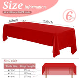 2/4/6 Pack Tablecloth  Polyester Table Cloth for 6 Foot Rectangle Tables,Stain and Wrinkle Resistant Washable Fabric Table Covers Polyester Red Table Clothes for Wedding,Party,Banquet