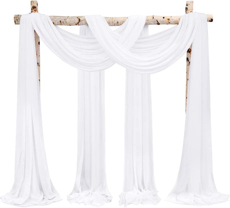 CKDLINS Wedding Arch Draping Fabric,4 Panels 28"x20ft Ivory Wedding Arch Drapes for Ceremony Chiffon Fabric Drapes Arbor Drapery Wedding Arch Decorations for Reception Sheer Backdrop Curtains for Party Swag  240.16"L x 28.74"W
