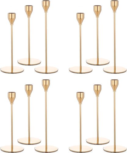 Set of 12/24/30  Gold Candlestick Holders, Candle Holder for Taper Candle, Fits 3/4 inch Thick Candle&Led Candles Decorative Candlestick Holder for Home Decor, Wedding, Candlelight Dinner, Anniversary