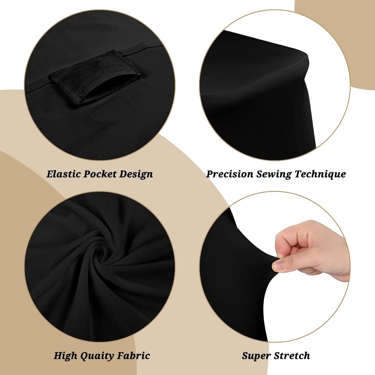 Spandex Banquet Fitted Chair Covers, Lycra Stretch Elastic Wedding Party  Decoration Chair Cover - Black
