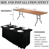 Spandex Table Skirt Fitted Royal Blue Stretch Tablecloth,1-Piece Wrinkle-Resistant Ruffles Design Installs in Seconds,Perfect for Rectangle Tables Banquets Party Wedding Thanksgiving