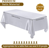 6/12 Pack Satin Tablecloth 57 x 108 Inch Overlay Satin Table Cover Premium Rectangle Bright Silk Tablecloth Smooth Fabric Table Decoration for Wedding Banquet Party Birthday Events Restaurant