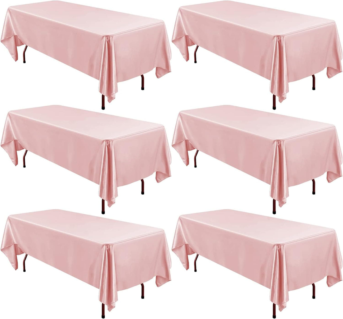 6 Pack Satin Tablecloth 57 x 108 Inch