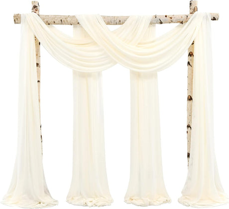 Wedding Arch Draping Fabric,4 Panels 28"x20ft Wedding Arch Drapes for Ceremony Chiffon Fabric Drapes Arbor Drapery Wedding Arch Decorations for Reception Sheer Backdrop Curtains for Party Swag
