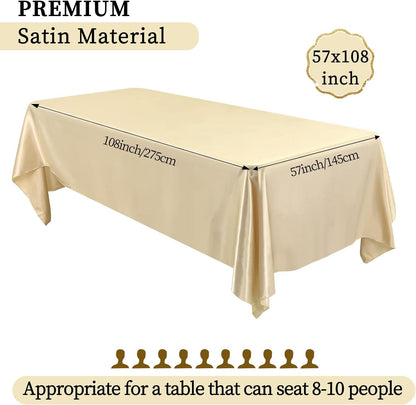 12 Pack Lvory Satin Tablecloth 57 x 108 Inch