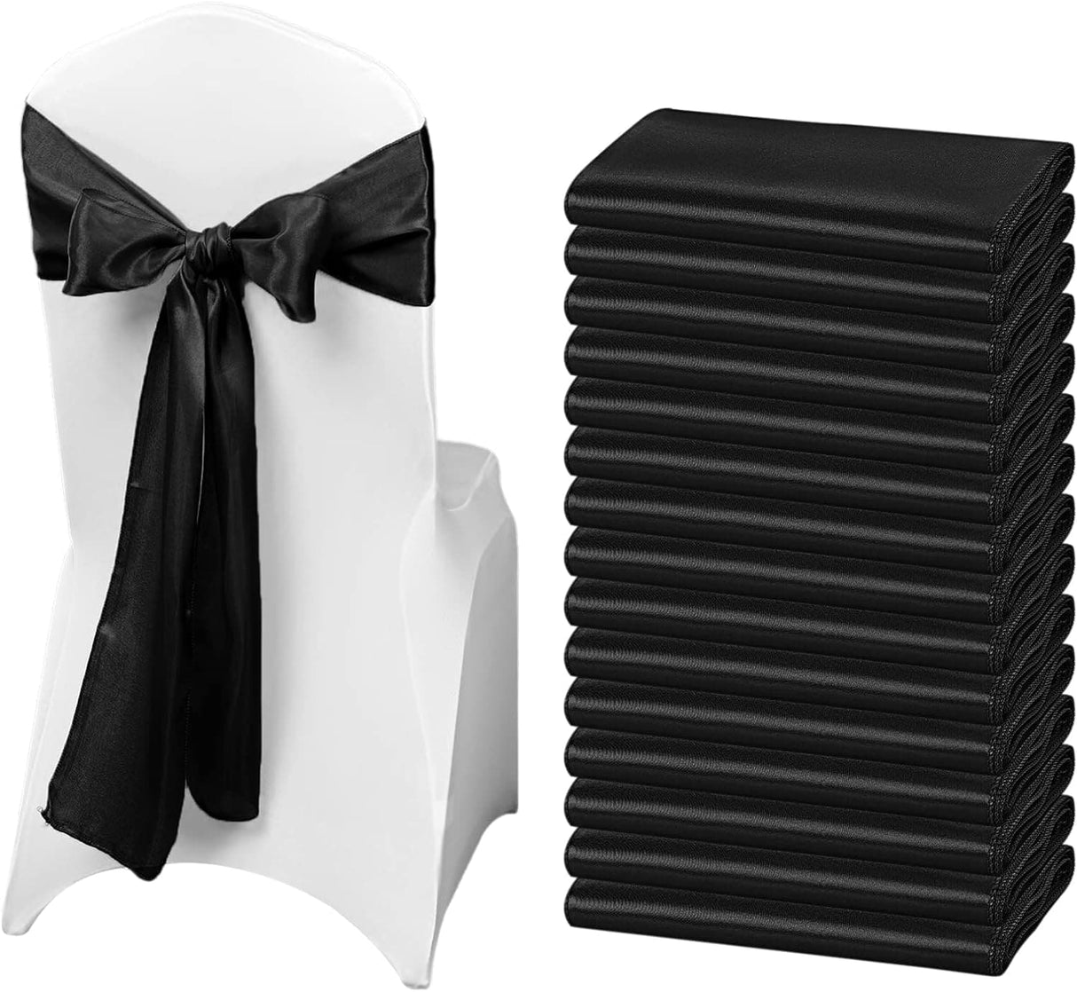 50 PCS Satin Chair Sash Chair Decorative Bow Designed Chair Cover Chair Sashes for Thanksgiving Wedding Banquet Party Home Kitchen Decoration