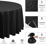15/24/48 Pack Plastic Round Tablecloth 60/84/96 inch Black Disposable Table Covers, Premium PEVA Water Resistant Circle Plastic Tablecloth for Wedding, Parties, Holiday Dinner, Buffet, Baby Shower