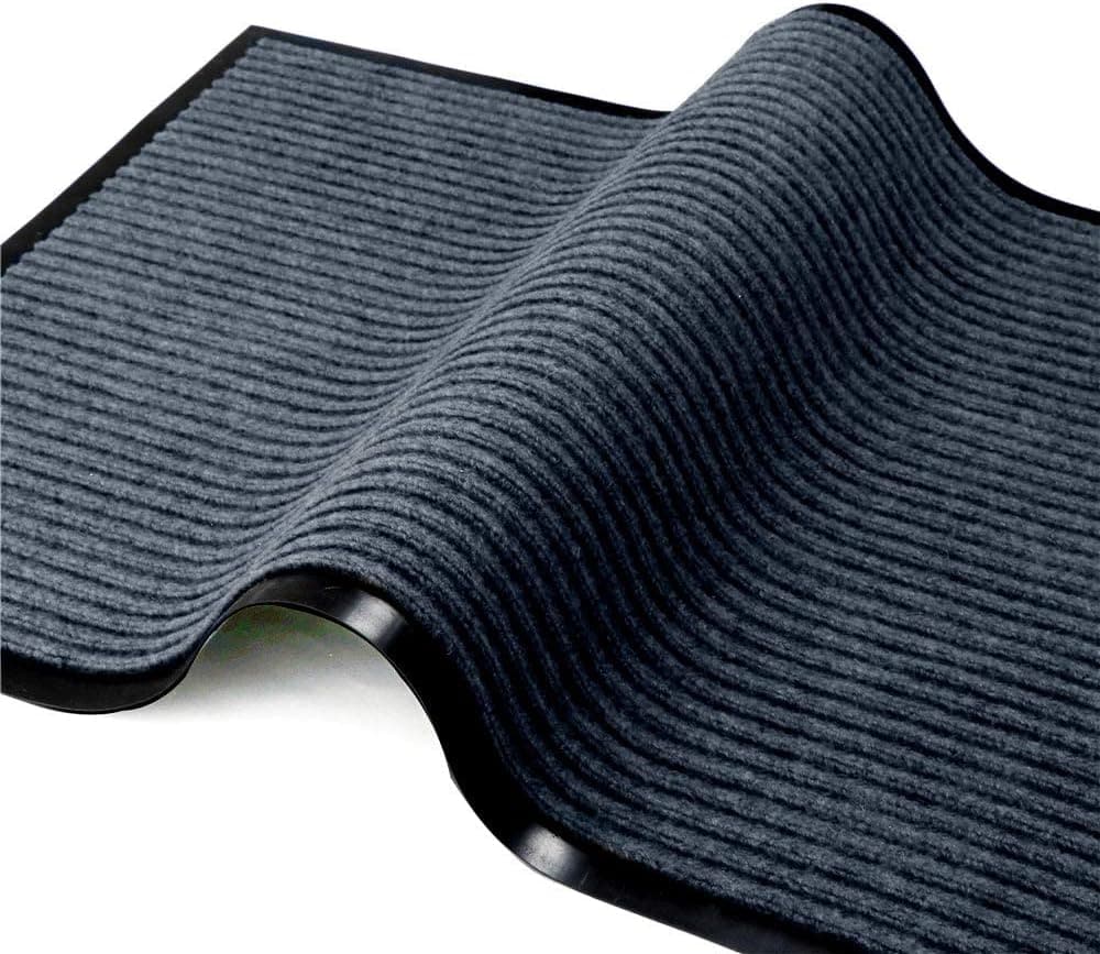 Heavy Duty Entrance Mats, Indoor and Outdoor Rubber Door Mat, Easy Clean Waterproof Anti-Slip Floor Doormat Rug, Low Profile Entrance Shoe Scraper for Entryway, Patio, Garage