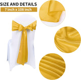 50 PCS Satin Chair Sash Chair Decorative Bow Designed Chair Cover Chair Sashes for Thanksgiving Wedding Banquet Party Home Kitchen Decoration