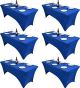 6PCS 6-FT Table Cover,Spandex Elastic Tablecloth,Rectangular Cocktail Tablecloth, Anti-Wrinkle Tight Table Clothes Washable for Birthday Party/Wedding/Craft Exhibitions