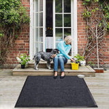 Large Outdoor Indoor Entrance Doormat Red Waterproof Low Profile Entrance Rug Front Door Mat Patio Anti-Skid Rubber Back