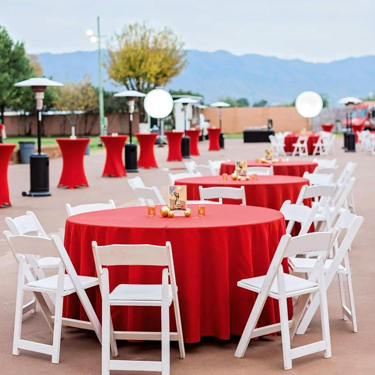 2/4/6 Pack Round Tablecloths - 60/90/108 Inch, Red Polyester Table Cover for Round Table, Stain and Wrinkle Resistant Washable Fabric Table Cloth, Polyester Tablecloth for Wedding Banquet Parties