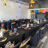 6PCS 6-FT Spandex Table Cover,Spandex Elastic Tablecloth,Rectangular Cocktail Tablecloth, Tight Anti-Wrinkle Black Table Clothes Washable for Craft Exhibitions/Wedding/Birthday Party