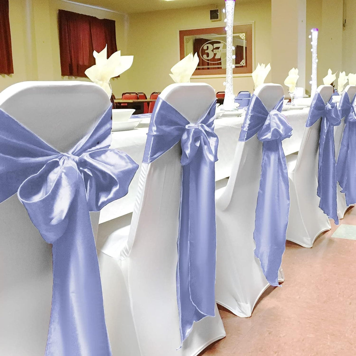 50 PCS Satin Chair Sash Chair Decorative Bow Designed Chair Cover Chair Sashes for Thanksgiving Wedding Banquet Party Home Kitchen Decoration