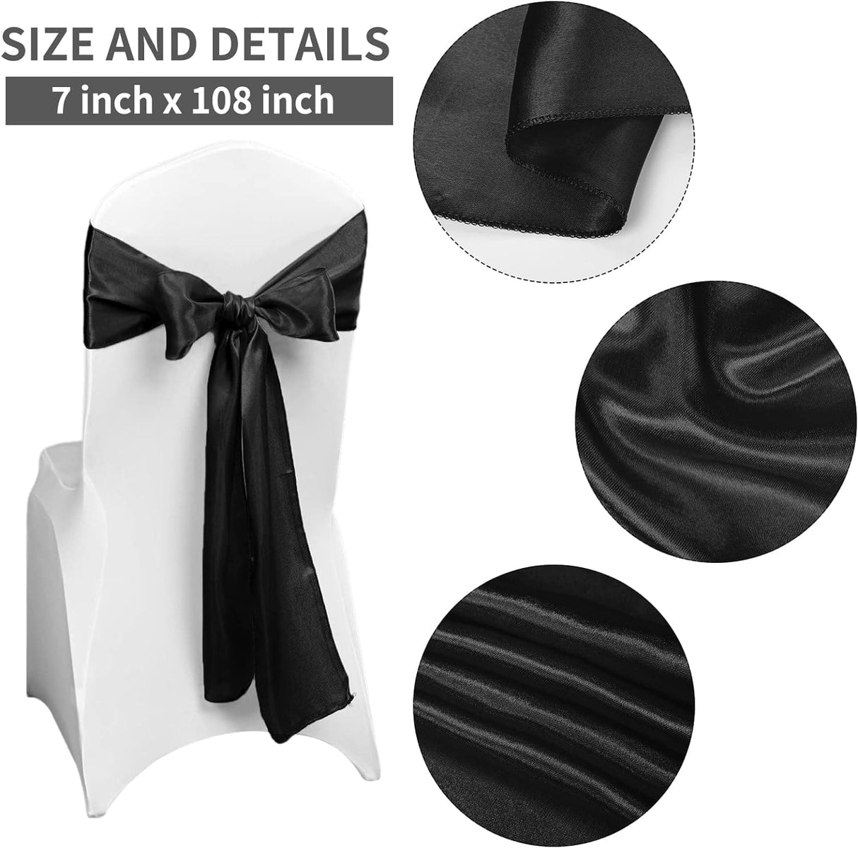 50 PCS Satin Chair Sash Chair Decorative Bow Designed Chair Cover Chair Sashes for Thanksgiving Wedding Banquet Party Home Kitchen Decoration
