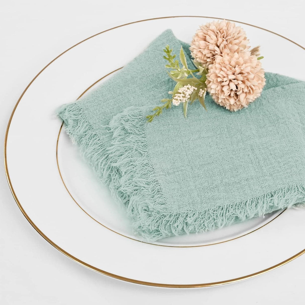 Handmade Napkins with Fringe 16x16 Inches,Set of 24 -Cotton Napkins,Delicate Handmade Cloth Napkins Rustic Dinner Napkins Decorative Table Napkins for Wedding/Dinner/Party