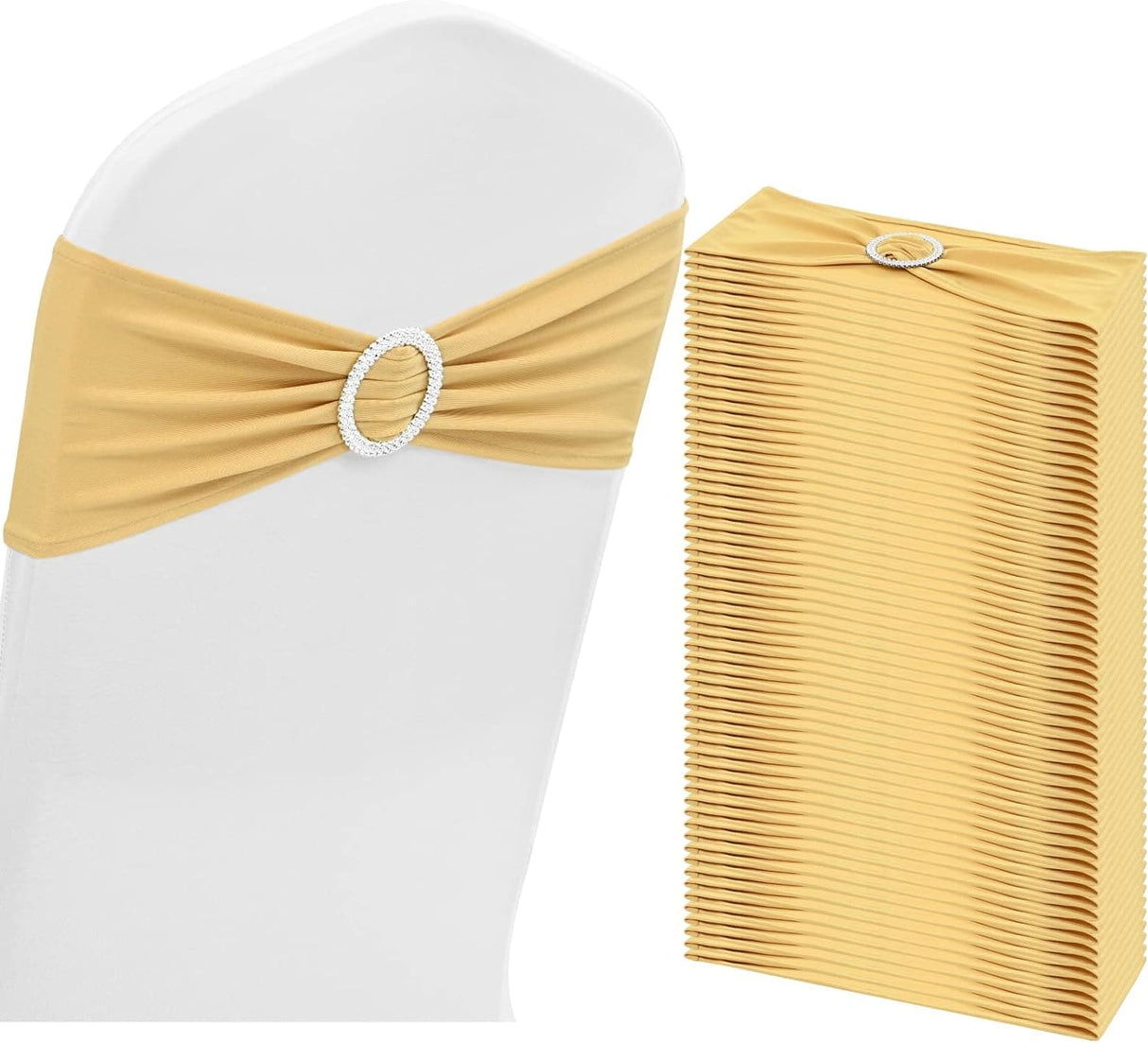 Pack of 60 Spandex Chair Sashes Stretch Chair Band Sashes with Buckle, Elastic Chair Cover Bows for Wedding Reception, Chair Bows Ties for Wedding Banquet Events Party Chairs Decoration