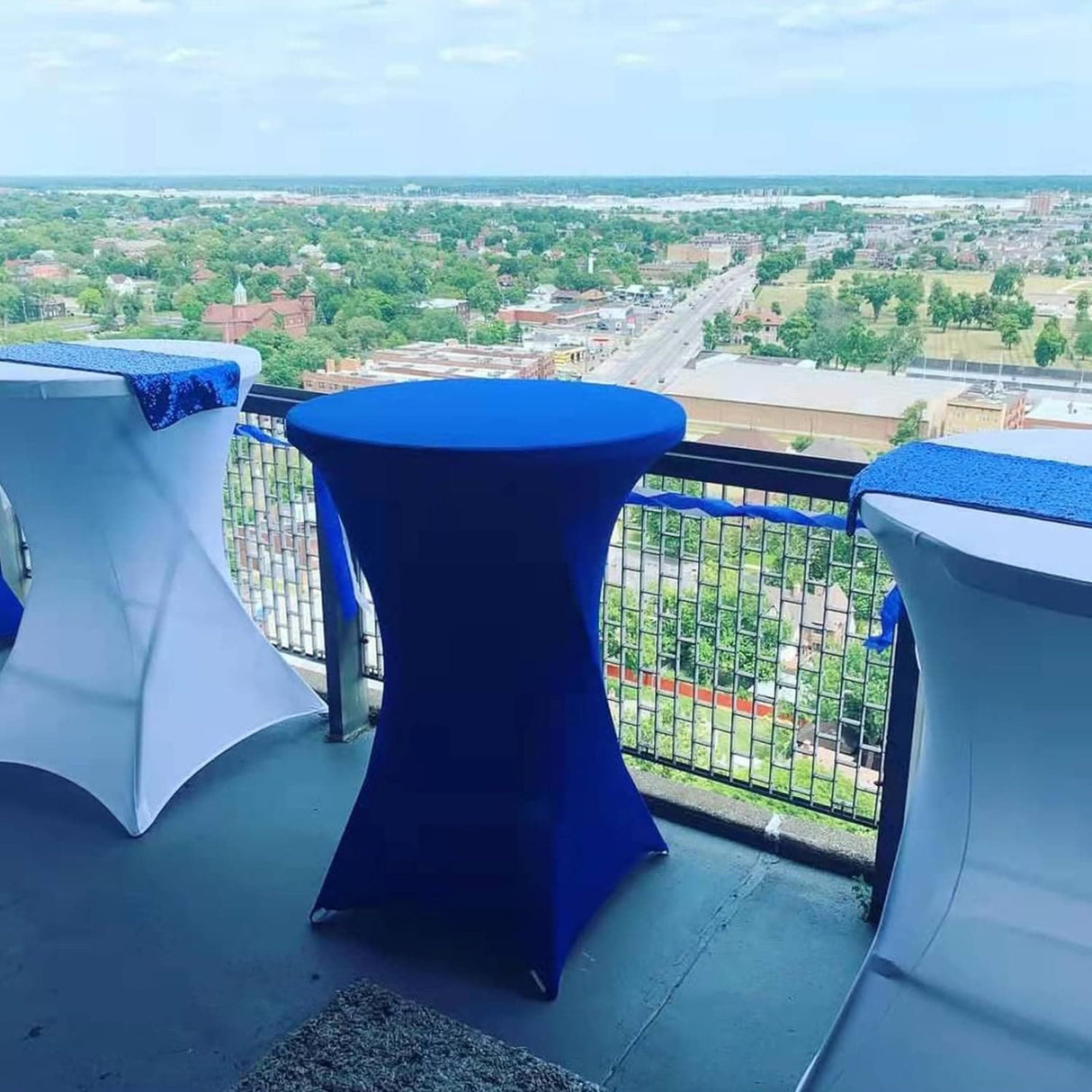 2/6/10 Pack Cocktail Spandex Square Corners Tablecloth 32"x43" Royal Blue Fitted High Top Table, Cocktail Round Tablecloth Table Cover for Bar Wedding Cocktail Party Banquet Table